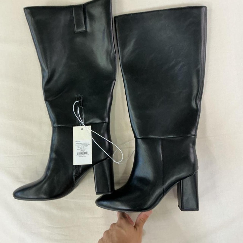 Black knee-high heeled boots by A New Day